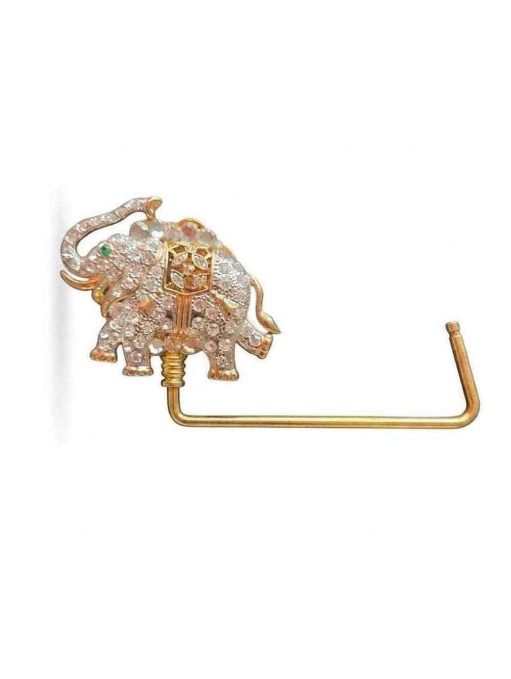 Vintage Jeweled Elephant Purse Hook for Table,Rhinestone, Gold Purse Holder Hook